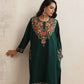 trueBrowns Green Kashmiri Embroidered Woollen Phiran Kurta | Swadesiicart