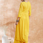 InWeave Women's Butter Yellow Chikankari Long Anarkali Kurta Sharara Set - Swadesiicart