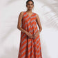 trueBrowns Orange Cotton Print Sleeveless Kurta Set | Swadesiicart