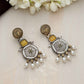trueBrowns Silver Gold Tone Meenakari Pearl Drop Earrings - Swadesiicart