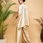 InWeave Women's Beige Red Brocade Boho Satin Top W Palazzo Set - Swadesiicart