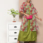 InWeave Women's Olive Green Strappy Set With Pink Green Floral Cape - Swadesiicart