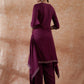 InWeave Women's Burgundy Emb Assymetrical Kurta Pant Set - Swadesiicart