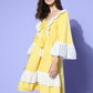 InWeave Women's Yellow Lacy Short Dress - Swadesiicart