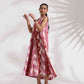 trueBrowns Pink Cotton Abstract Print Dress | Swadesiicart