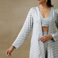 trueBrowns Grey Bandhani Printed Silk Overlay Jacket Blouse Pant Set | Swadesiicart