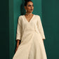 trueBrowns Ivory Tonal Cotton Angrakha Kurta Pant Set | Swadesiicart