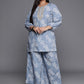 Ahalyaa Plus Size Floral Print Zari Ethnic Tunic with Palazzos | Swadesiicart