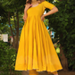 Pomcha Jaipur Rosemarry Yellow Cotton Anarkali Set | Swadesiicart