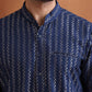 trueBrowns Men's Blue Cotton Dobby Kurta | Swadesiicart