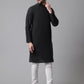 Even Apparels Black Pure Cotton Kurta With Band Collar | Swadesiicart