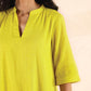 trueBrowns Lime Cotton Dobby High-Low Kurta Pant Set | Swadesiicart