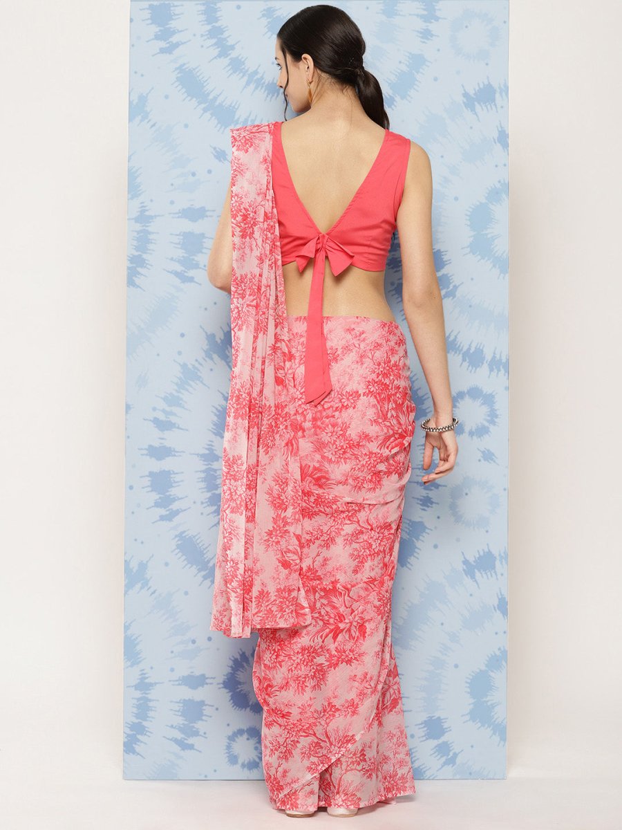 Ahalyaa Floral Poly Chiffon Saree | Swadesiicart