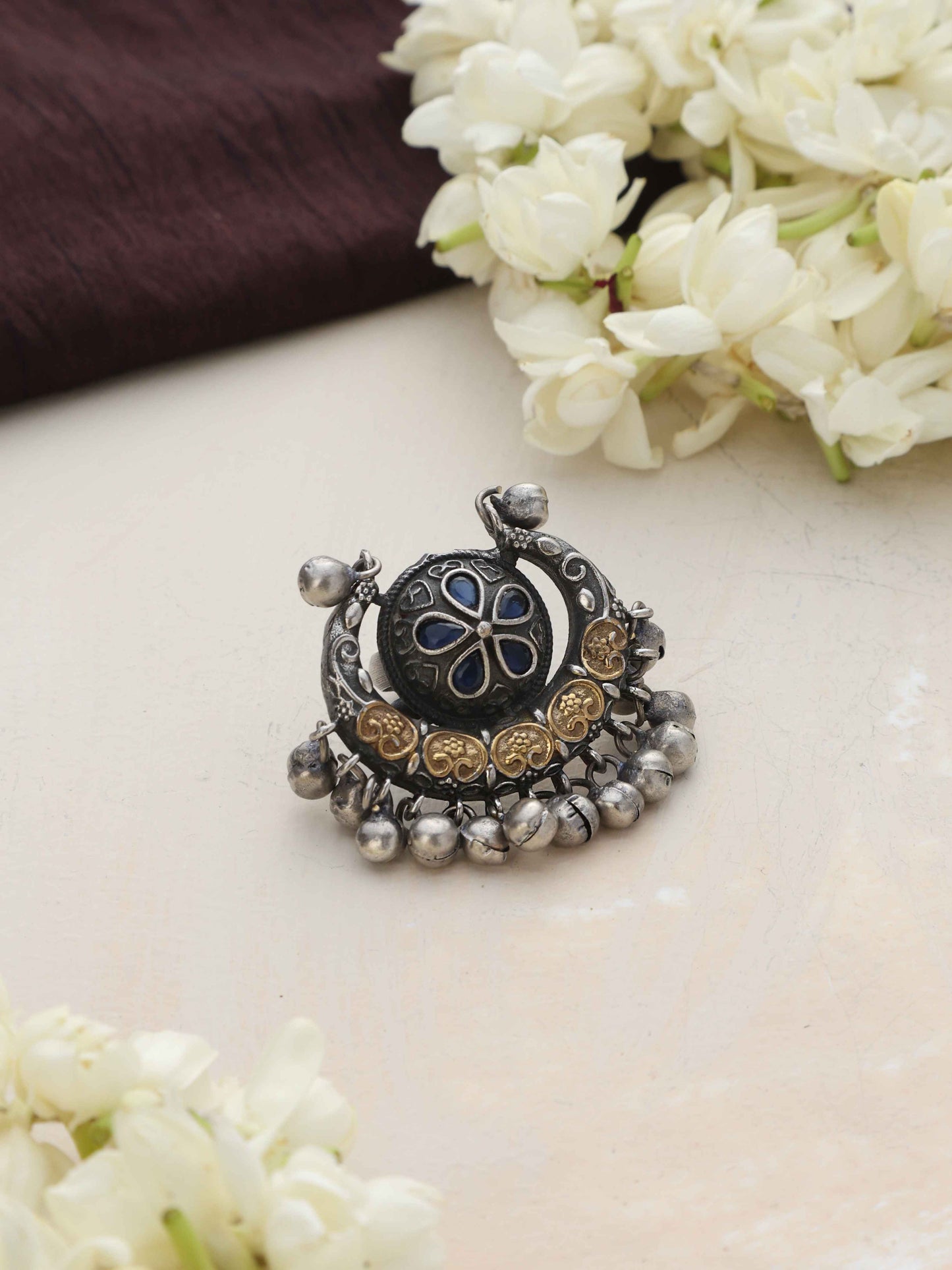 trueBrowns Silver Gold Tone Stone Ring | Swadesiicart