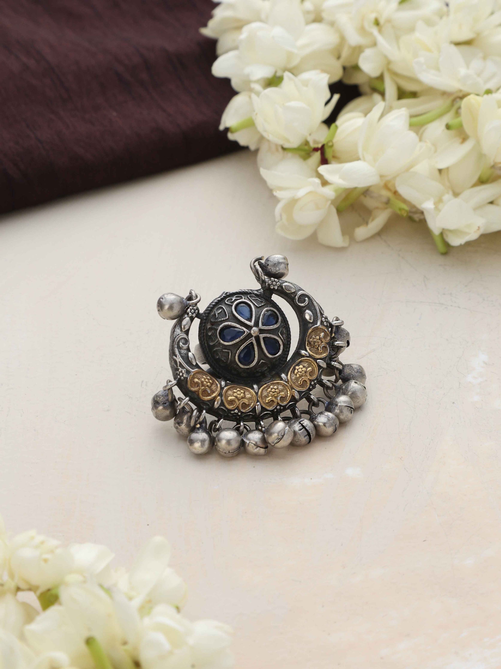 trueBrowns Silver Gold Tone Stone Ring | Swadesiicart