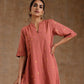 trueBrowns Blush Gold Cotton Relaxed High-Low Kurta Set | Swadesiicart