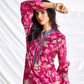 BulBul Preha Fuschia Chanderi Co-Ord Set - Swadesiicart