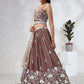 House of Panchhi Rose Gold Pure Georgette Sequins And Thread Embroidery Lehenga Choli & Dupatta | Swadesiicart