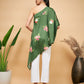 InWeave Women's Green Small Flower One Shoulder Kurta - Swadesiicart