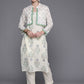 Ahalyaa Floral Printed Regular Pure Cotton Kurta with Trousers & Jacket | Swadesiicart
