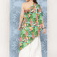 InWeave Women's Mint Green Leaf Japanese Art Oneshoulder Top - Swadesiicart
