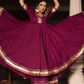 Pomcha Jaipur Burgundy Pure Cotton Anarkali Set | Swadesiicart
