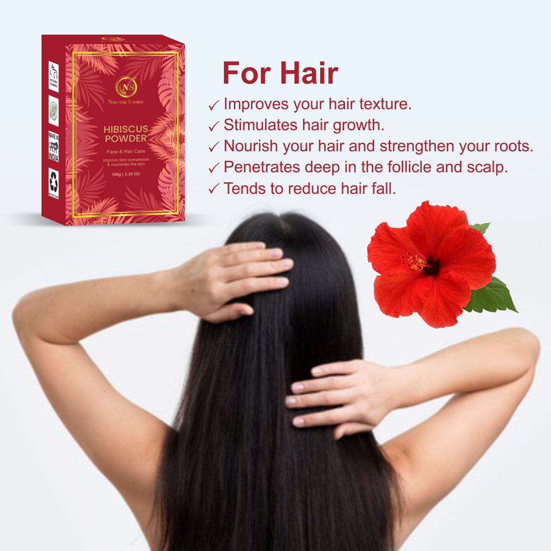 Nuerma Science Hibiscus Bio Organic Powder For Hair & Skin | Swadesiicart
