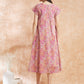 InWeave Women's Pink Coral Floral Print A Line Dress - Swadesiicart