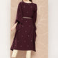 Ahalyaa Women Floral Printed Flared Sleeves Belted Detail Crepe Kaftan Kurta | Swadesiicart