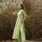 trueBrowns Green Cotton Dobby Embroidered Kurta Set | Swadesiicart