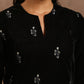 trueBrowns Black Velvet Embroidered Relaxed Co-ord Set - Swadesiicart