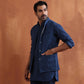 trueBrowns Men's Blue Chanderi Reversible Nehru Jacket | Swadesiicart