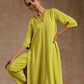 trueBrowns Lime Modal Satin High-Low Relax Kurta Set | Swadesiicart