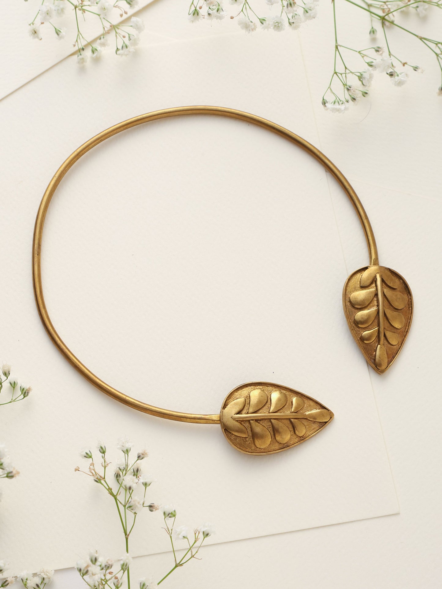trueBrowns Brass Leaf Contemporary choker | Swadesiicart