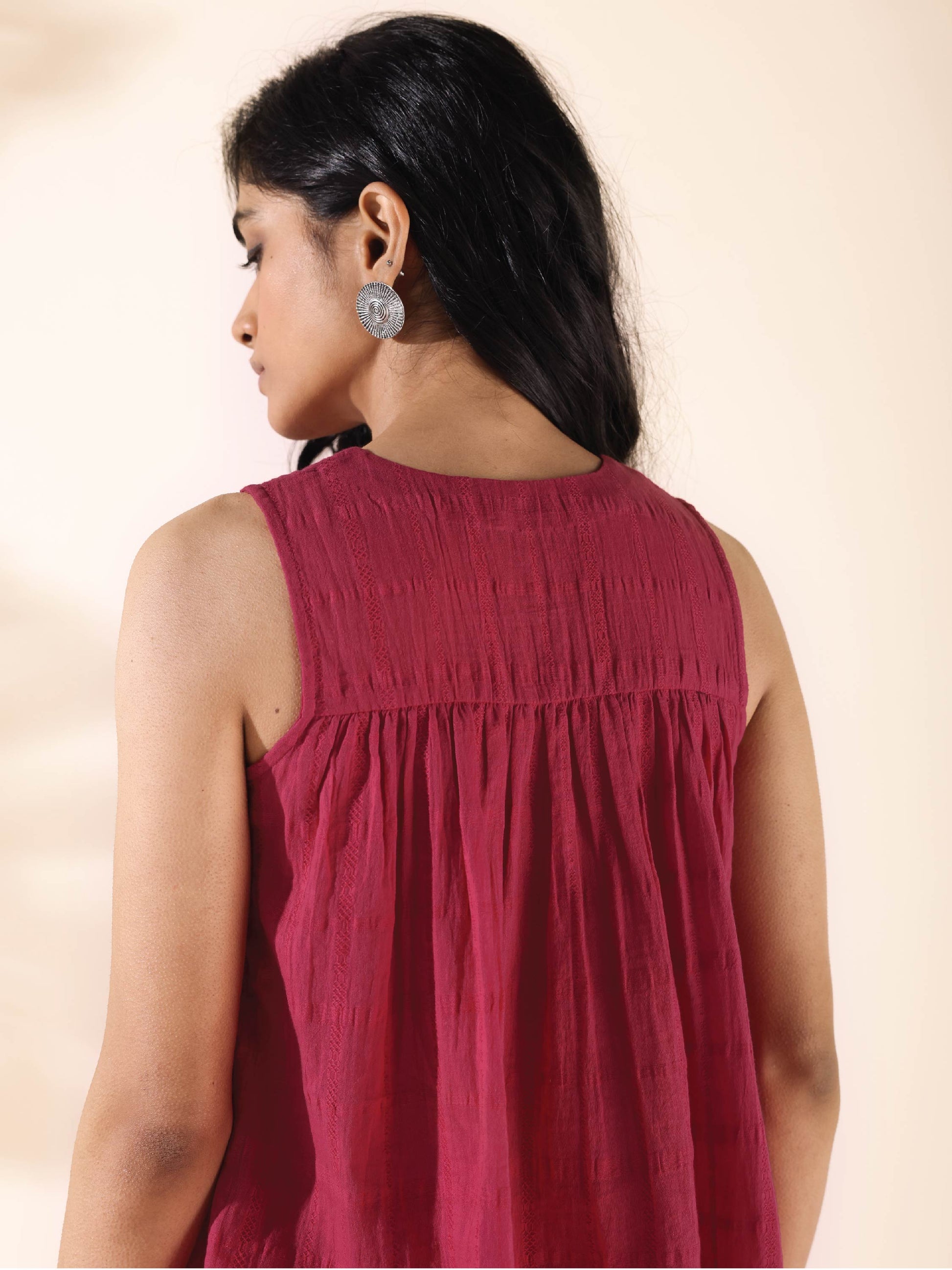 trueBrowns Carrot Cotton Dobby Sleeveless Co-ord Set - Swadesiicart