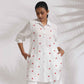 trueBrowns White Cotton Embroidered Kurta Co-ord Set - Swadesiicart