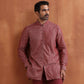 trueBrowns Men's Rust Cotton Dobby Short Kurta | Swadesiicart