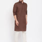 Even Apparels Brown Solid Kurta With Band Collar | Swadesiicart