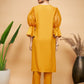 InWeave Women's Mustard Organza Sleeve Kurta Set - Swadesiicart