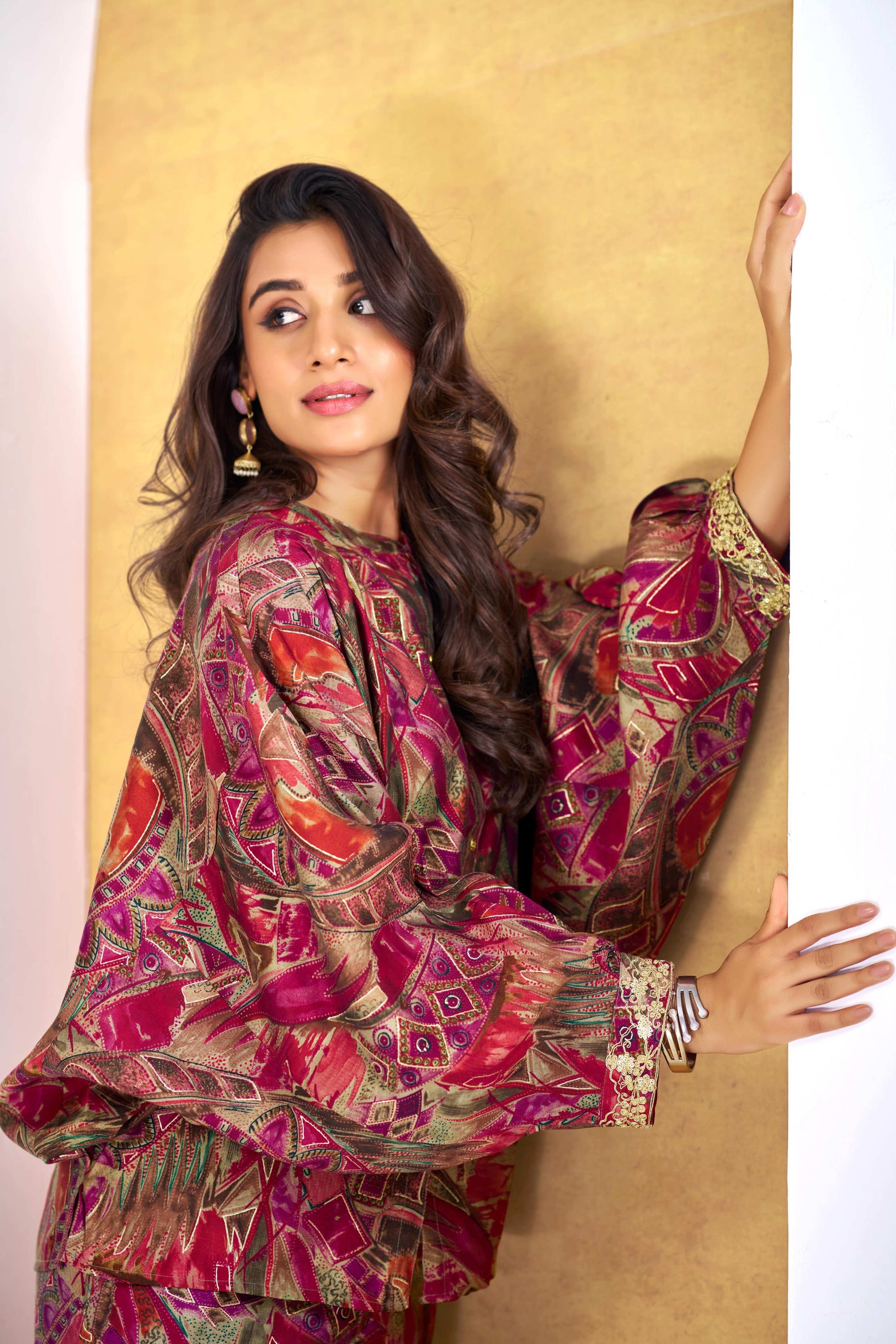 BulBul Mehzabin Red Co-Ord Set - Swadesiicart
