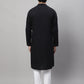 Even Apparels Black Pure Cotton Kurta With Band Collar | Swadesiicart