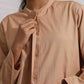 trueBrowns Beige Cotton Embroidered Shirt Top Co-ord Set - Swadesiicart