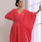 trueBrowns Bright Pink Dobby Kaftan Dress | Swadesiicart
