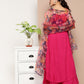 InWeave Women's Fuchsia Strappy Set With Navy Floral Organza Dupatta - Swadesiicart