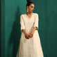 trueBrowns Ivory Tonal Cotton Kurta with Embroidered Pants | Swadesiicart
