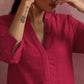 trueBrowns Magenta Cotton Dobby Kurta Set | Swadesiicart