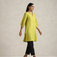 trueBrowns Green Cotton Blend Short Kurta | Swadesiicart