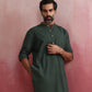 trueBrowns Men's Green Cotton Mandarin Collar Kurta Co-ord set - Swadesiicart
