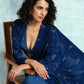 trueBrowns Blue Embroidered Velvet Blouse | Swadesiicart