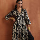 trueBrowns Black Metallic High Slit Kurta Set | Swadesiicart